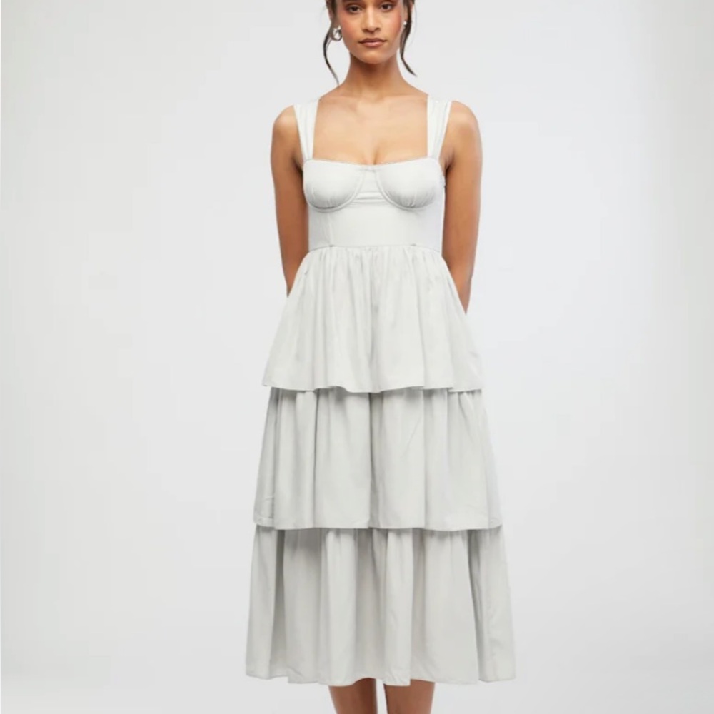 WeWoreWhat Corset Tiered Midi Dress